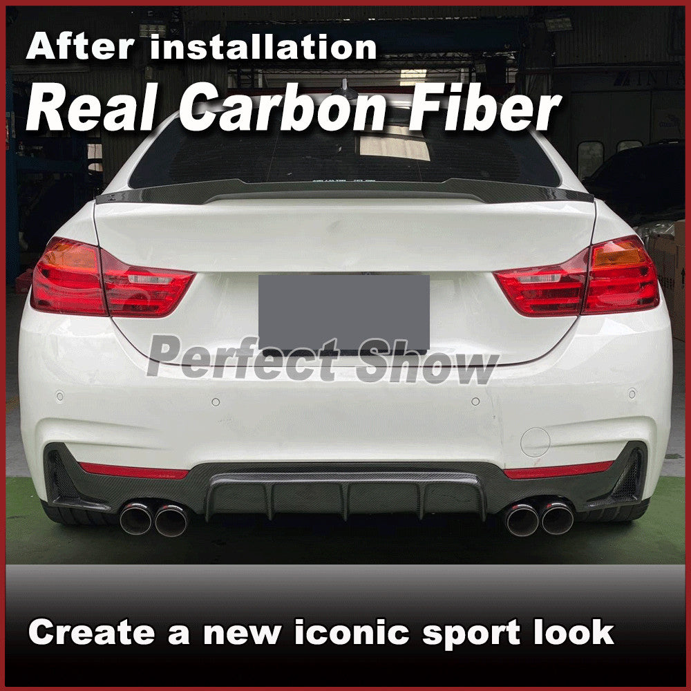 for BMW F32 F33 F36 4Series M-Sport M-Tech 14-18 REAl Carbon Rear Diffuser Quad