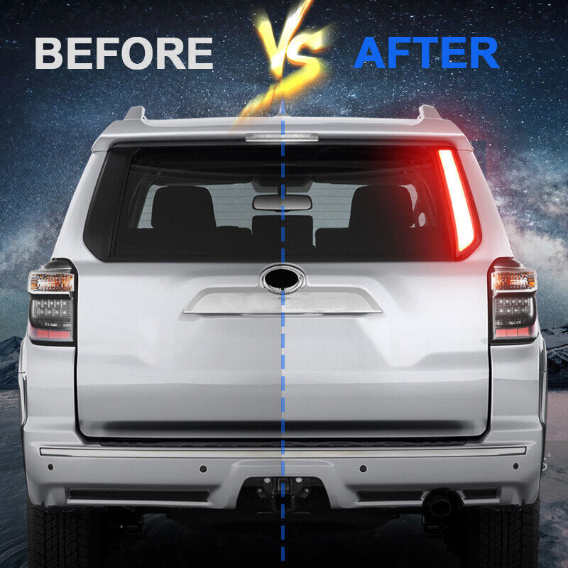 Suitable for 4Runner 2010-2022 LED smoked trunk taillights, rear pillar brake lights- v