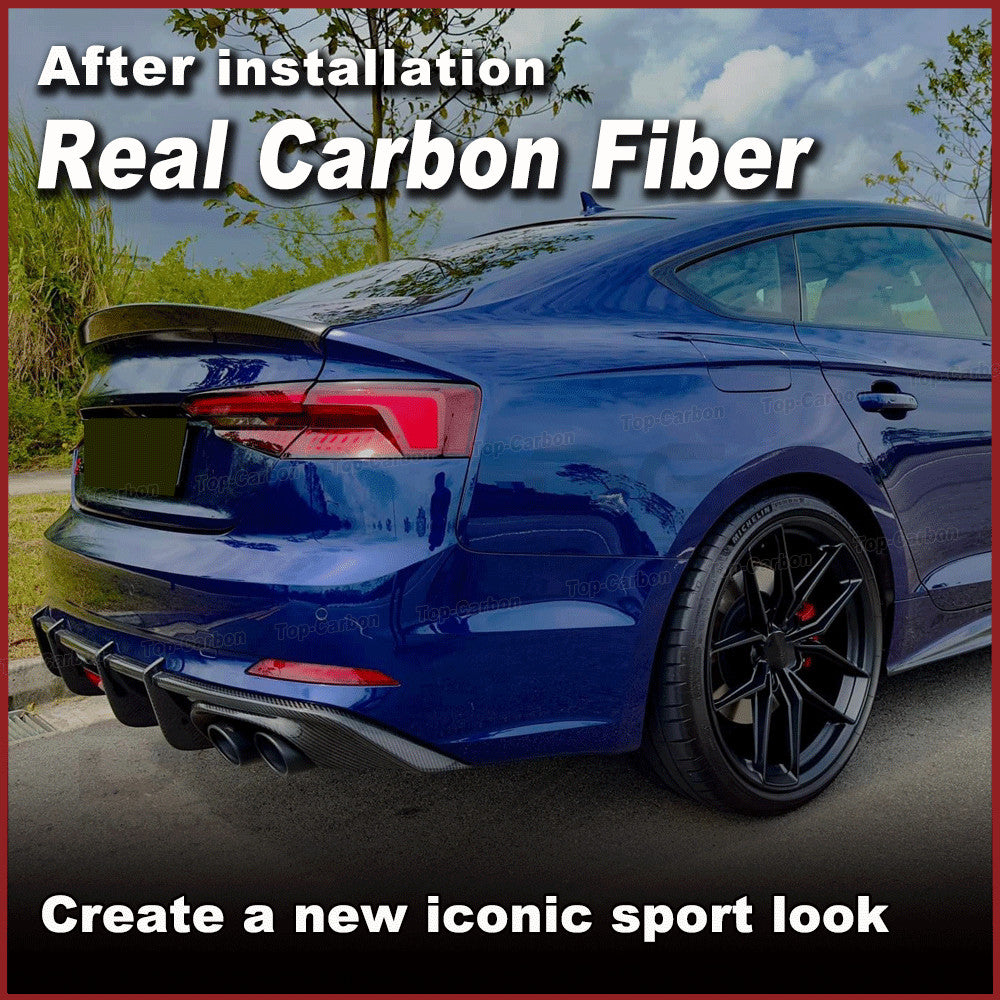 for Audi A5 B9 Sline S5 2017-2020 REAL Carbon Rear Bumper Lip Diffuser Spoiler