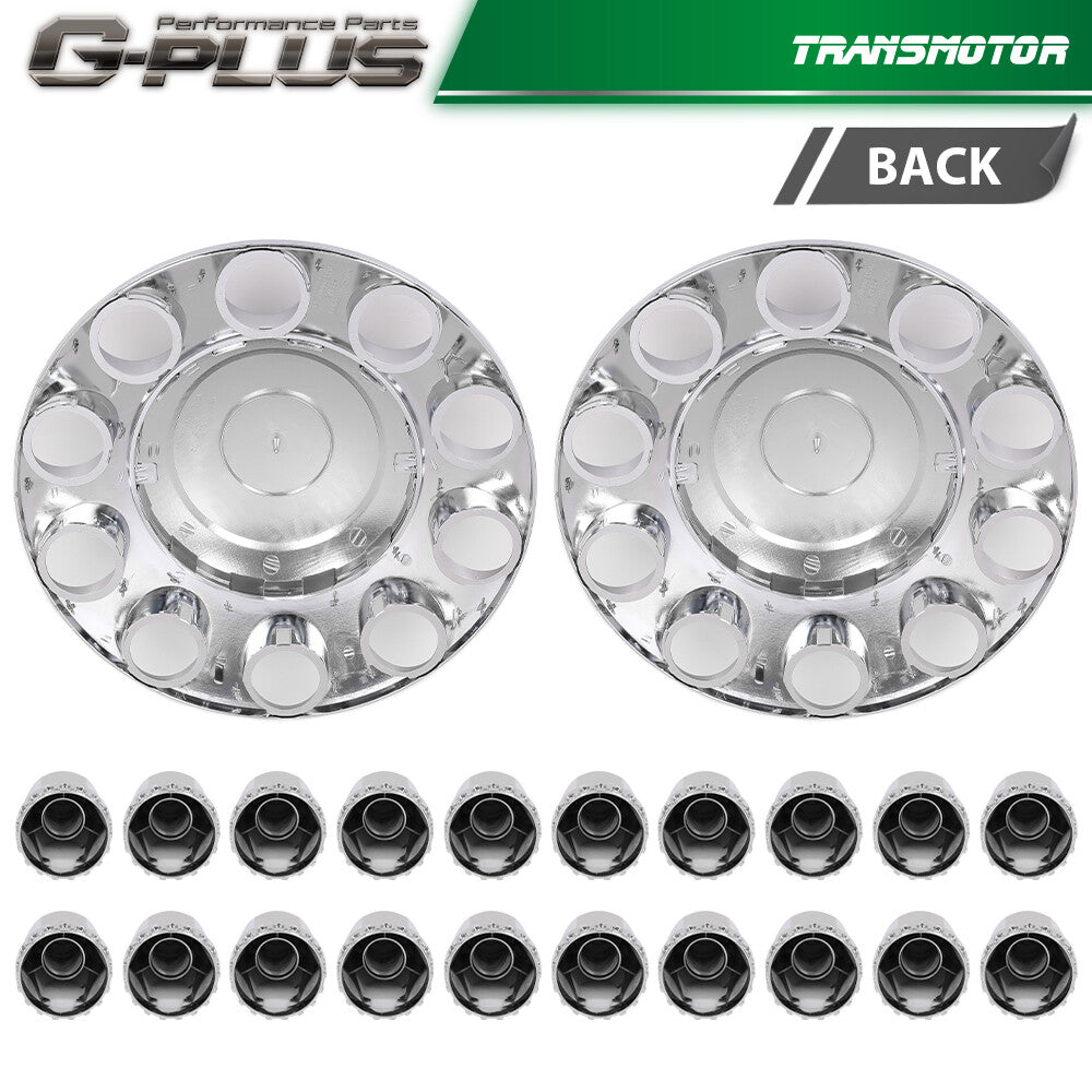 2-Piece Silver 33mm Nut Covers, Wheel Covers, Hub Axles, Semi-Truck Plastic ABS - Brand New