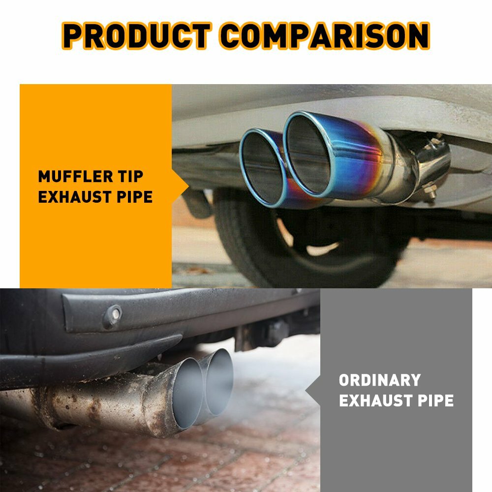 Car Rear Exhaust Pipe Tail Muffler Tip Auto Accessories Replace Kit Blue OXILAM