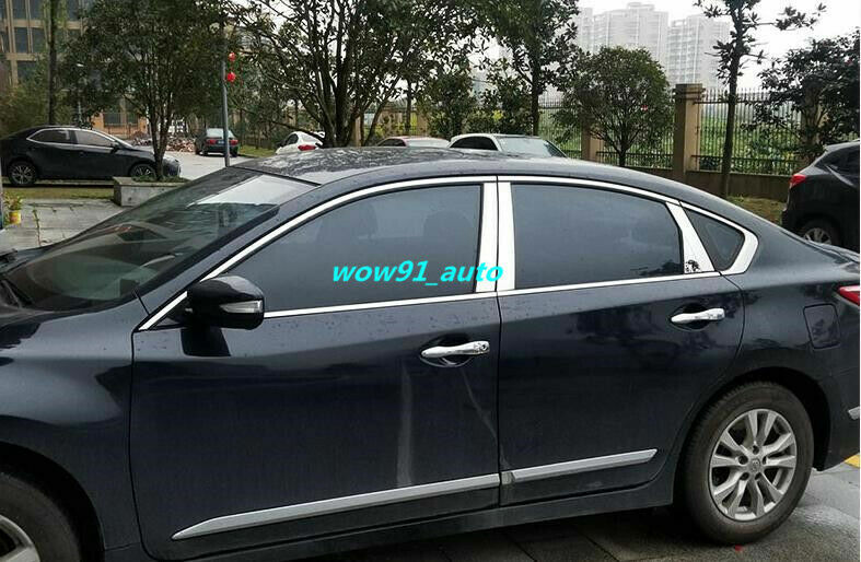 8Pcs for Nissan Altima 2013-2018 Stainless Steel Chrome Window Pillar Posts trim
