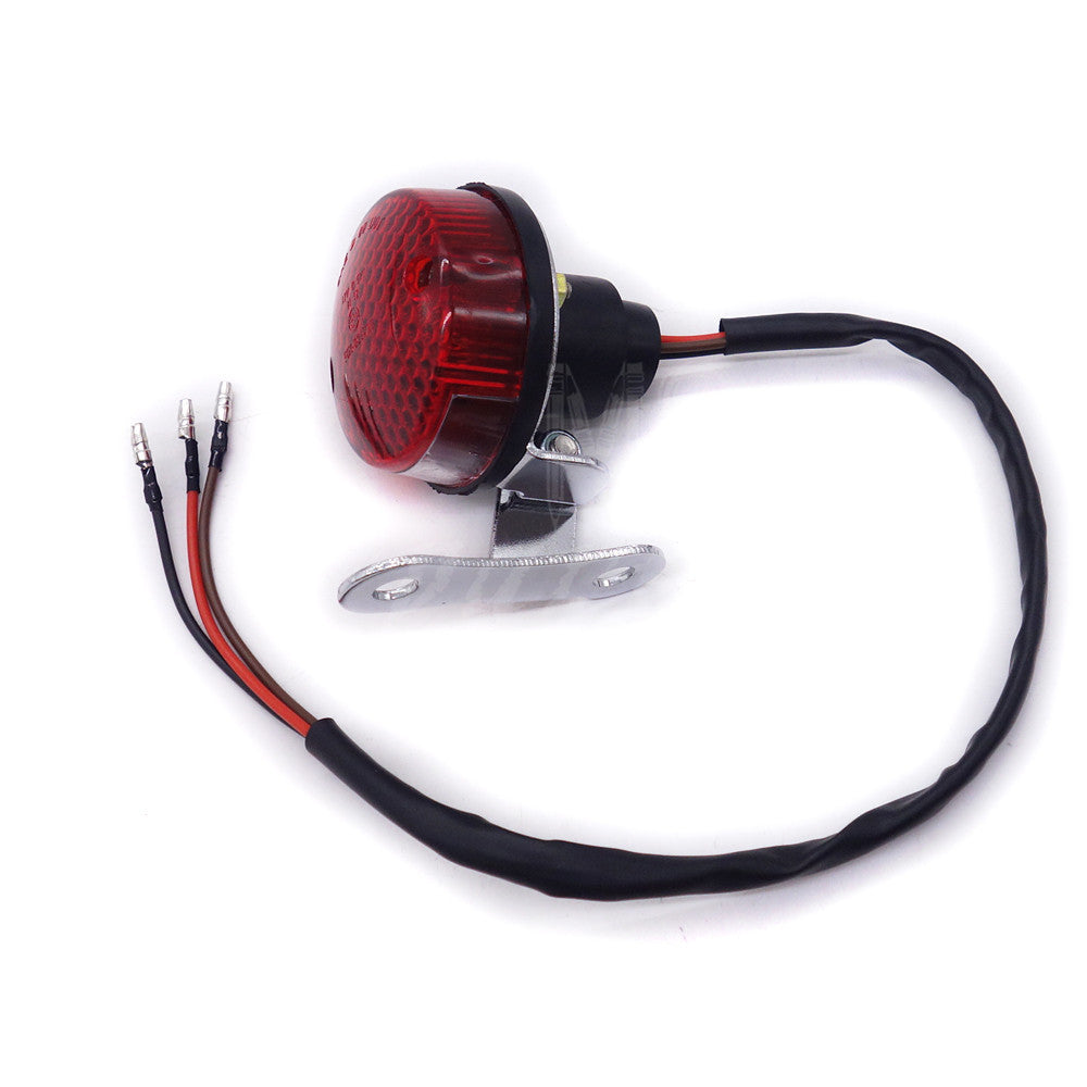 Chrome LED Vintage Tail Brake Rear Running Light F Cafe Bobber Cruiser Chopper Q