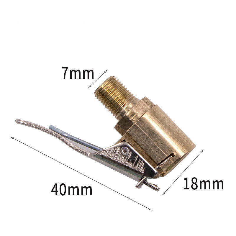 2x Tyre Valve Air Chuck Inflator Pump Connector Adapter Brass Clip on Car Set