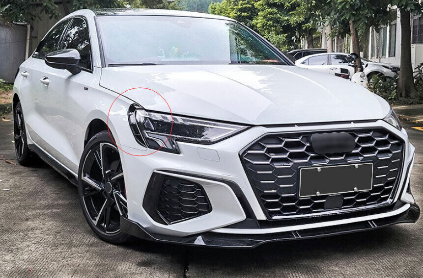 ABS Gloss Black Front Headlight Lamp Eyebrow Strip Trim For 2022-2024 for Audi A3 S3