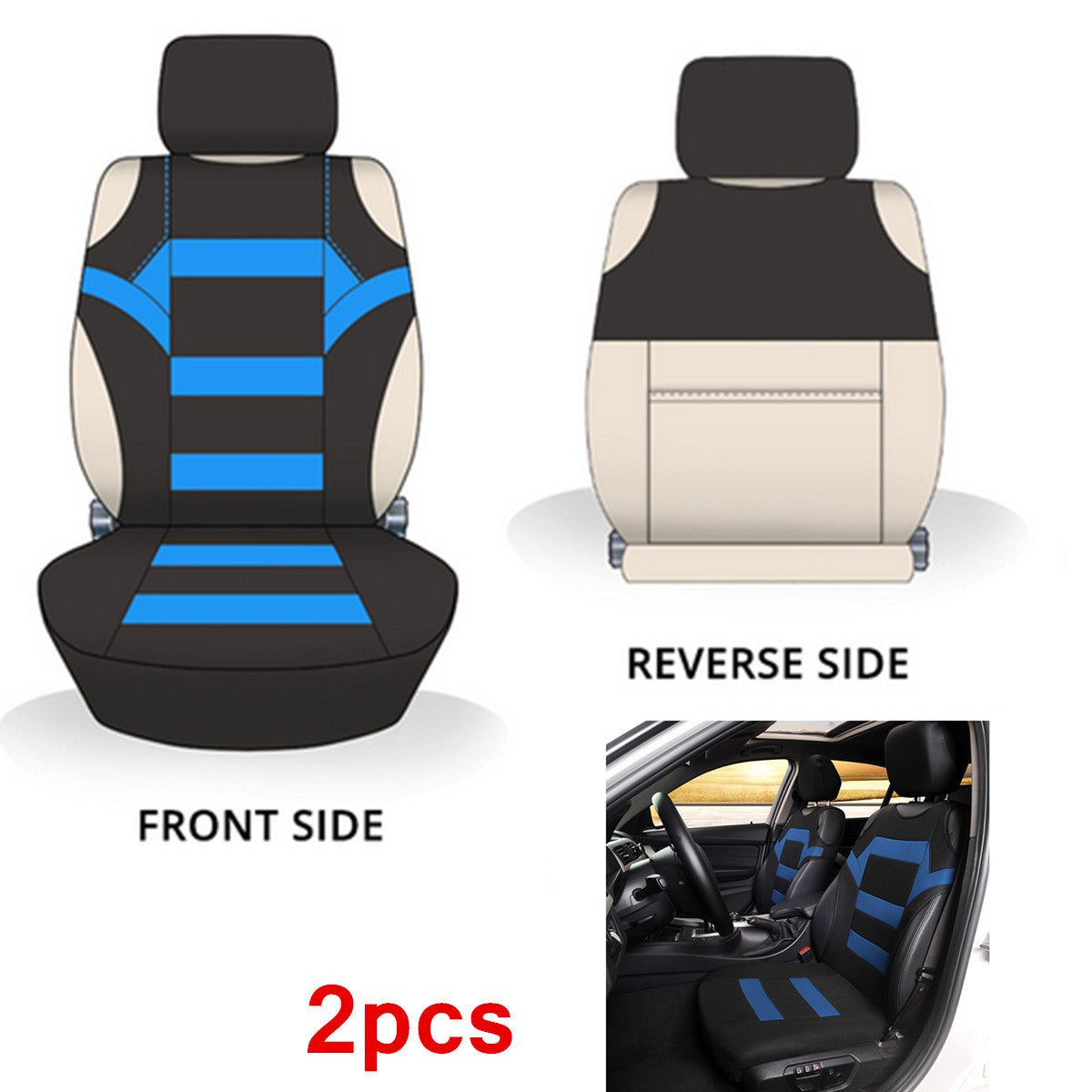 2PCS Car Front for Seat Cover Accessory Interior for Seat Cushion Protector Washable