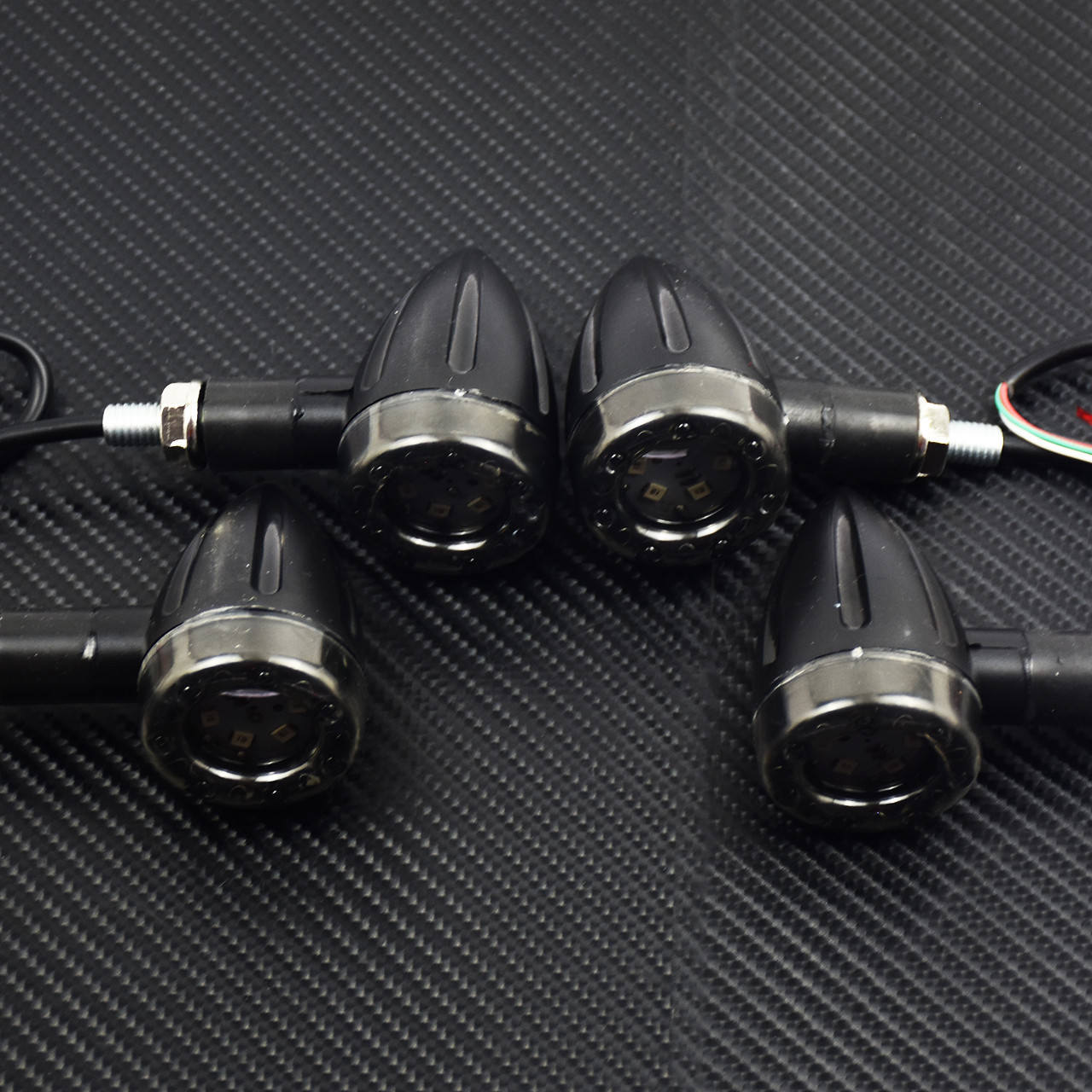 4xMotorcycle LED Amber Turn Signal Red Brake Indicator Light Lamp Fit for Harley Q