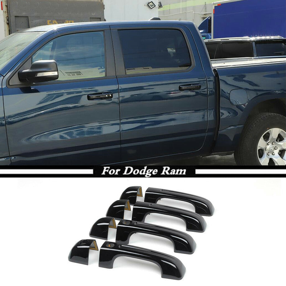 For 2019-2022 for Dodge for Ram 1500 1500 ABS Gloss Black Door Handle Decor Cover Trim8* v