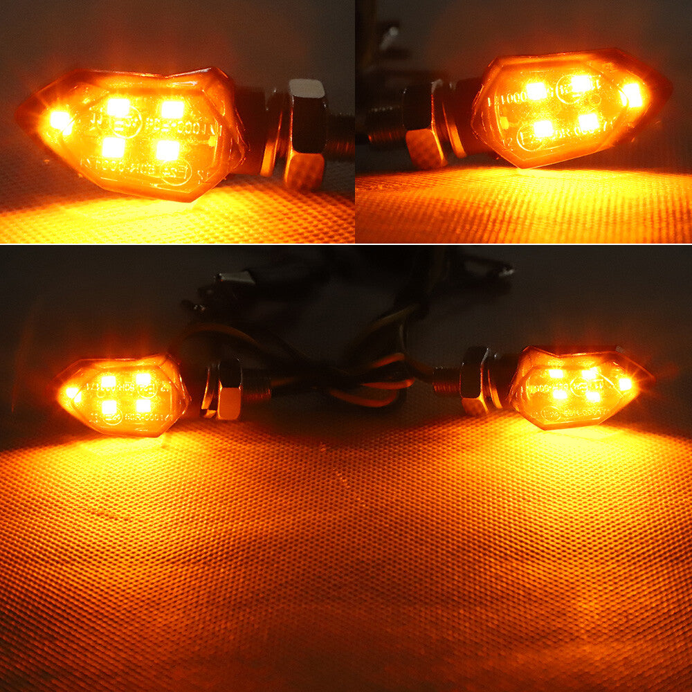 2x Smoked for Mini Motorcycle LED Turn Signal Indicator Light Amber Blinker Lamp 12V