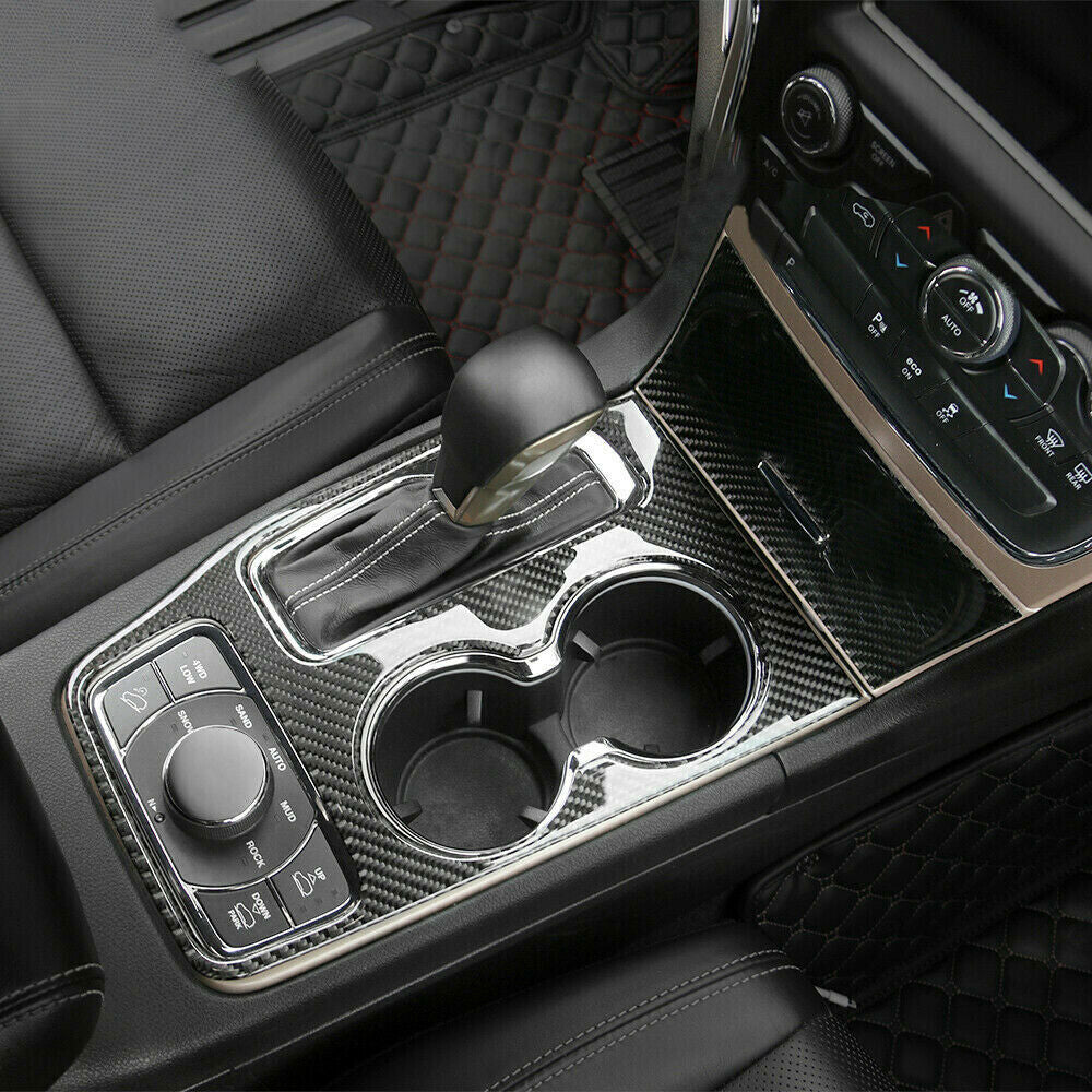 Real Carbon Fiber Gear Shift Panel Cover Trim for Jeep Grand Cherokee 2016-2018