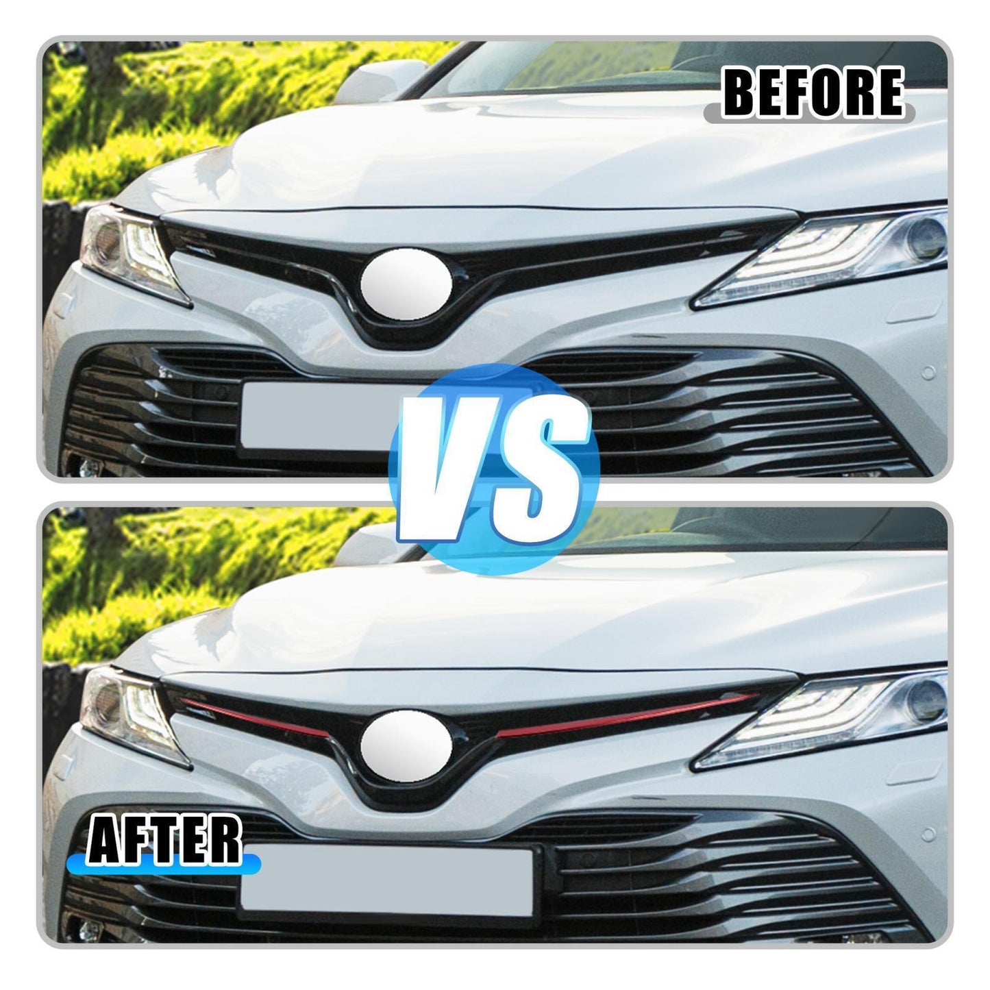 for Toyota for Camry 2018-2023 Red stainless Front Center Grill Grille cover Trims