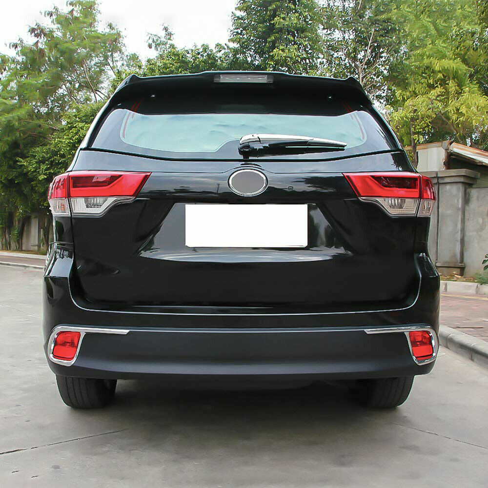 for Toyota Highlander 2014-2018 2x Rear Bumper Fog Light Cover Chrome ABS Trim