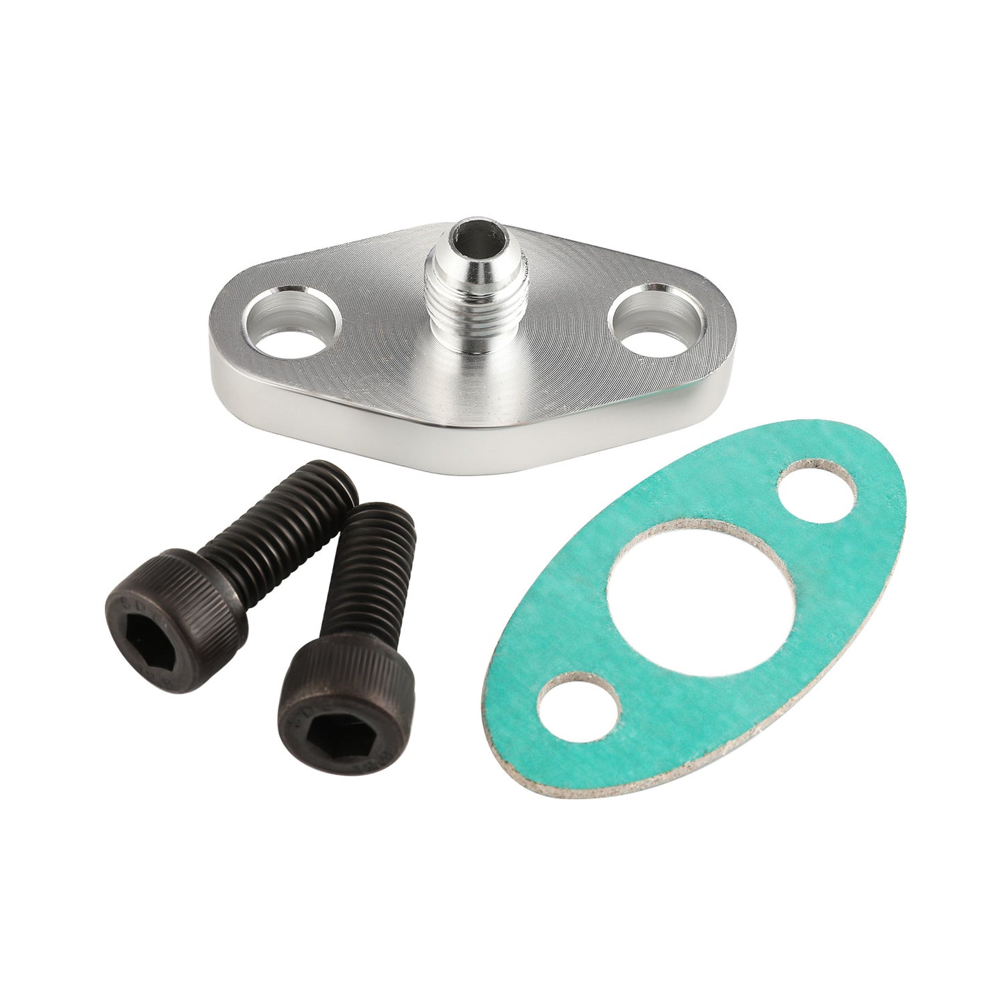 Turbo Oil Feed Inlet Flange w/ Gasket 4-AN Adapter Kit For AN4 T3 T3 T04 T4