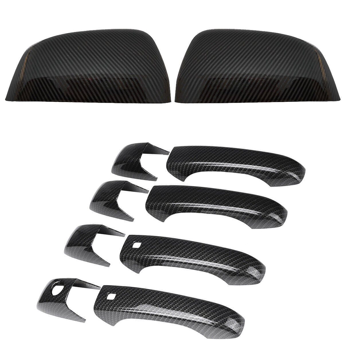 for Jeep Grand Cherokee 11-20 Carbon Fiber Rearview Mirror Cap+Door Handle Cover