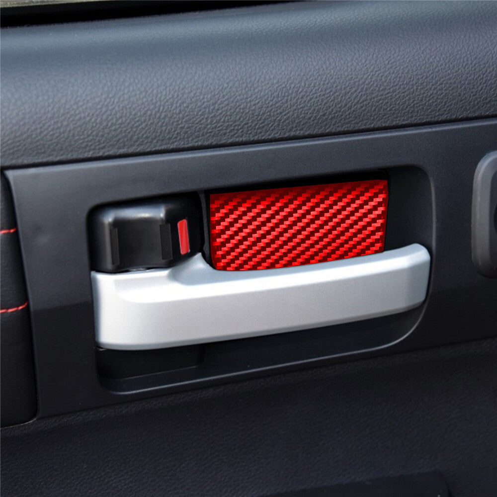 Red Carbon Fiber Interior Door Handle Bowl Panel Cover for T@yota Tundr@ 2014-21