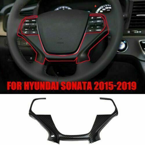 Carbon Fiber Steering Wheel Button Cover Trim for Hyundai Sonata 2015-2019 AT