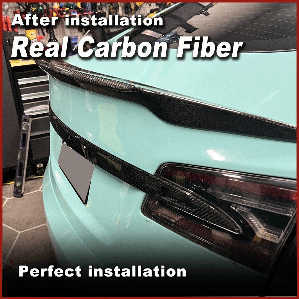 Fit for Tesla for Model S 2016-23 Real Carbon Rear Trunk Lid Tailgate Garnish Trims