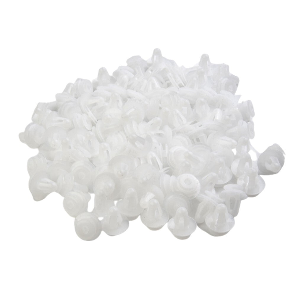 100-piece pack of white plastic rivet retainers, push clips, 9mm hole car bumper mudguards