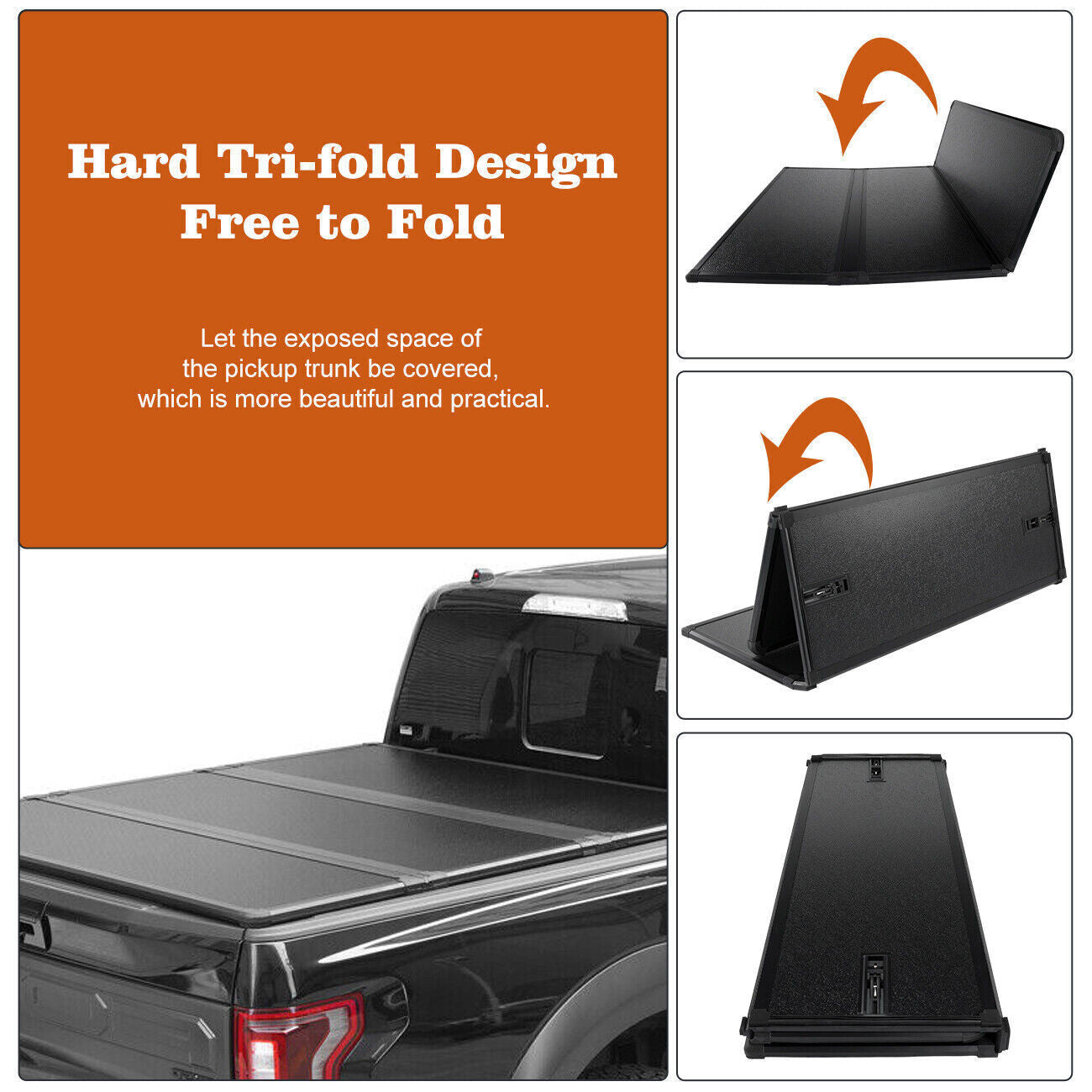 For 2020-24 for Jeep Gladiator JT Pickup Truck Bed Hard Tri-fold Tonneau Cover SY