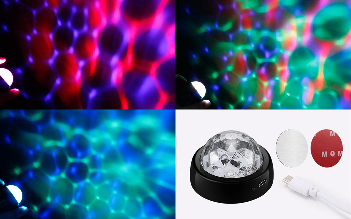 USB charging, sound activity, multi-color RGB LED internal DJ disco light ball - n