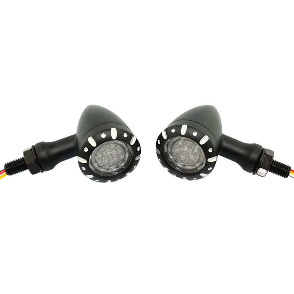 2X Blinker Running Brake Bullet LED Indicator Lamp Black Replacement Universal Q