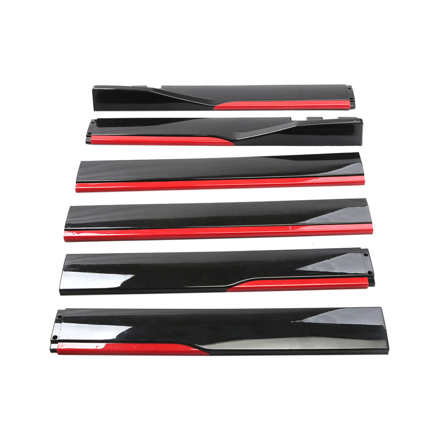 Gloss Black Red Color Splicing 2.2m Car Side Skirts Winglet Extensions Splitters