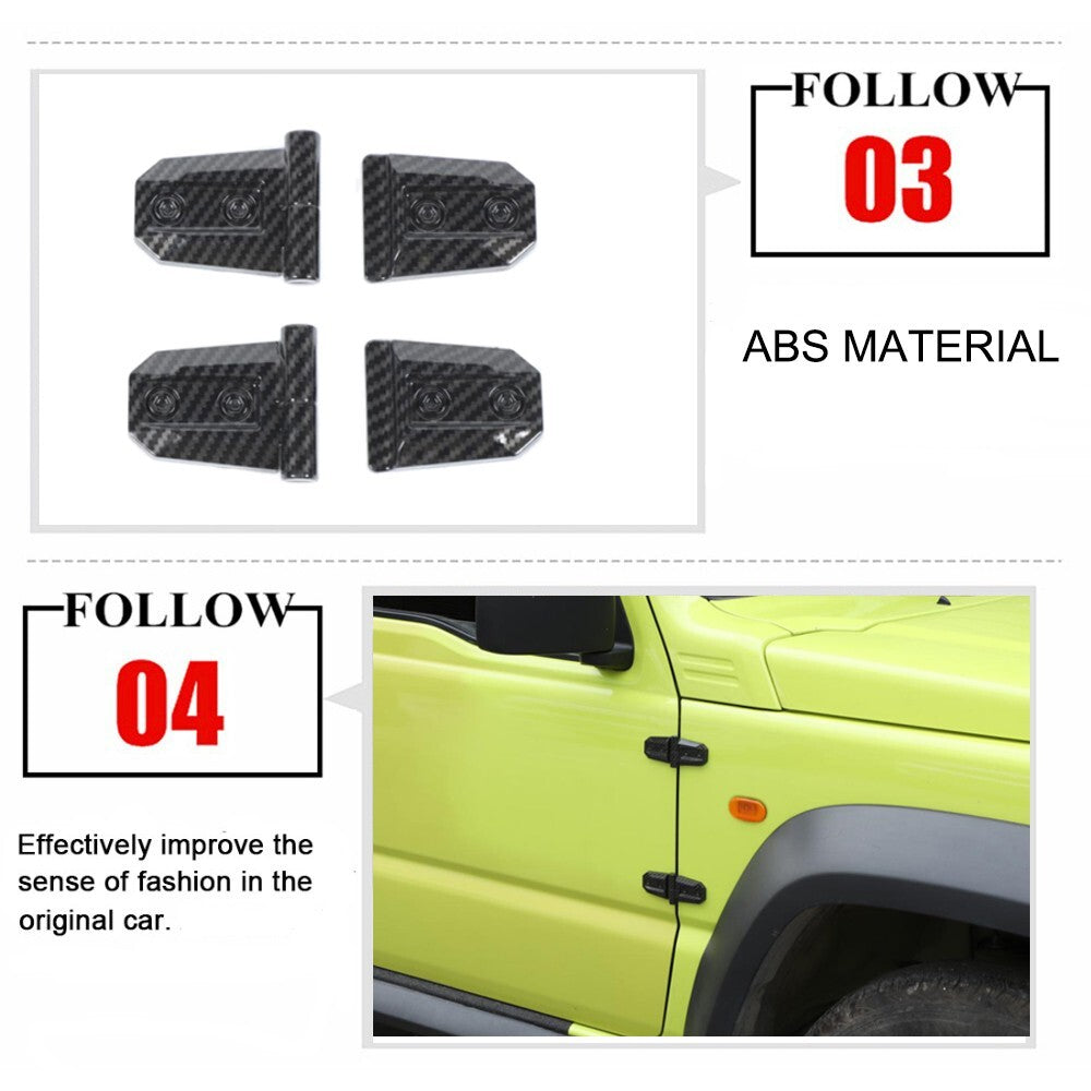 Carbon Fiber Engine Hood Door Hinge Protective Cover for Suzuki for Jimny 2019-2023