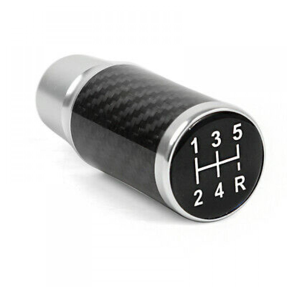 Carbon Fiber Auto Manual Gear Lever Car Shift Knob Universal 5 Speed Silver