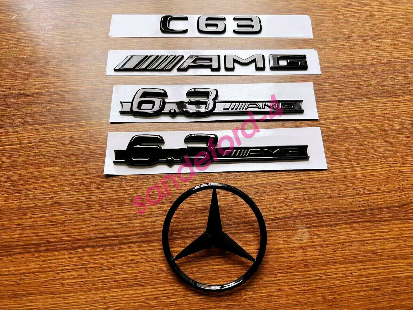 Glossy black C63 AMG and rear star side 6.3 AMG badge available for W204 507