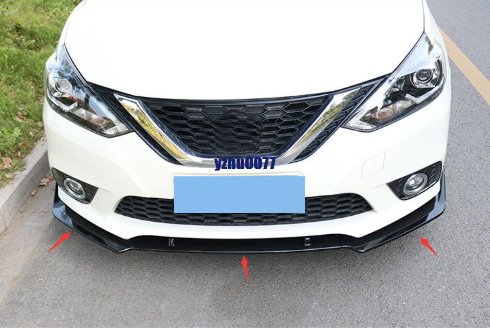 3P ABS Gloss black Front Bumper Lip cover Spoiler Guard for Nissan Sentra 16-19