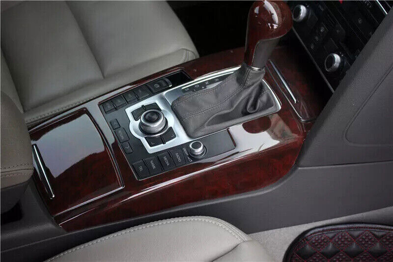 for Audi A6L 2008-2011 Brown Wood Grain Middle Console Gear Shift Cover Trim 4P
