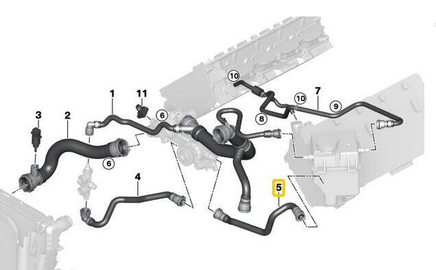 17127509966 Coolant overflow hose for 04-06 X5 4.4i n