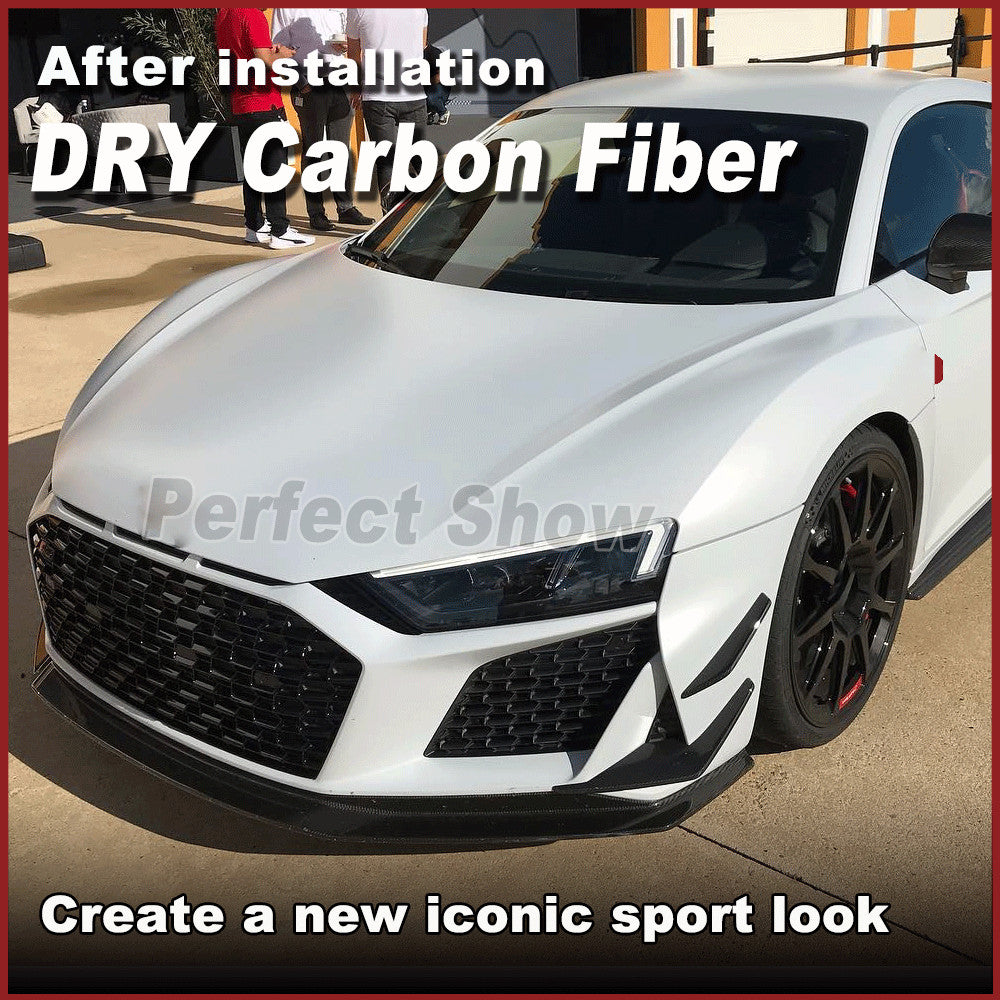 for Audi R8 V10 GT 2022-2024 DRY CARBON Front Bumper Splitters Vent Canard Fins