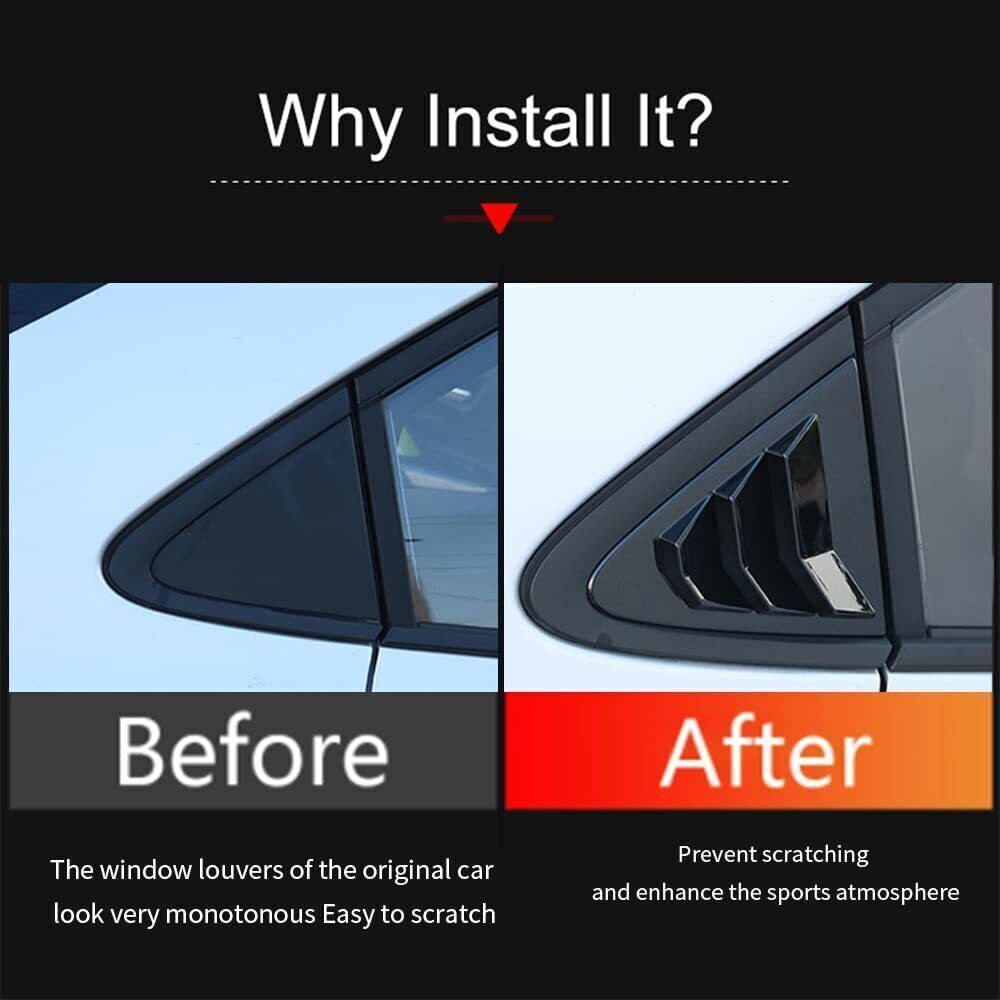 for Toyota for Corolla 2020-24 Side Window Louver Shutter Cover Trim Gloss Black 2P