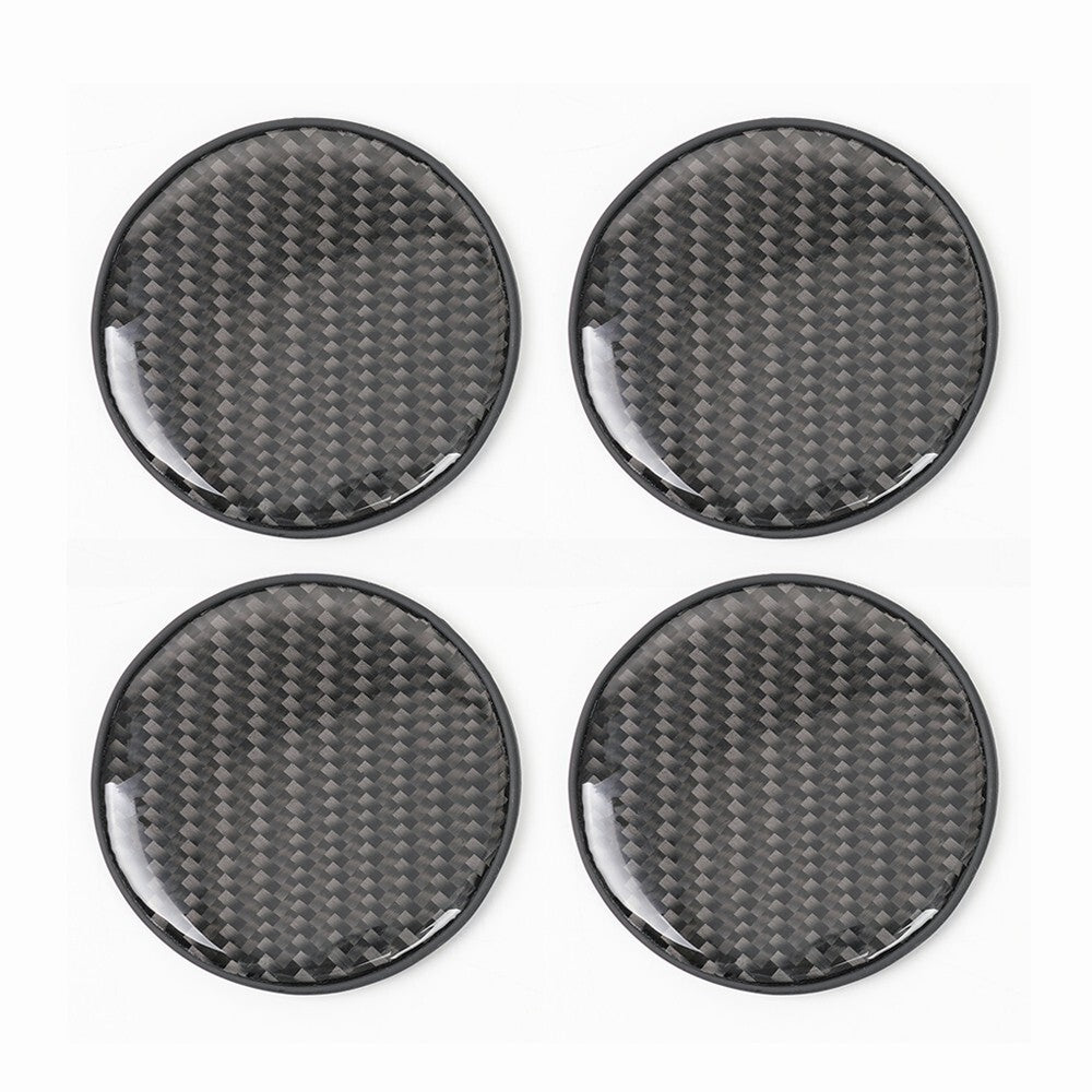 4X Black Carbon Fiber Cup Holder Pad Water Cup Slot Non-Slip Mat Car Accessories