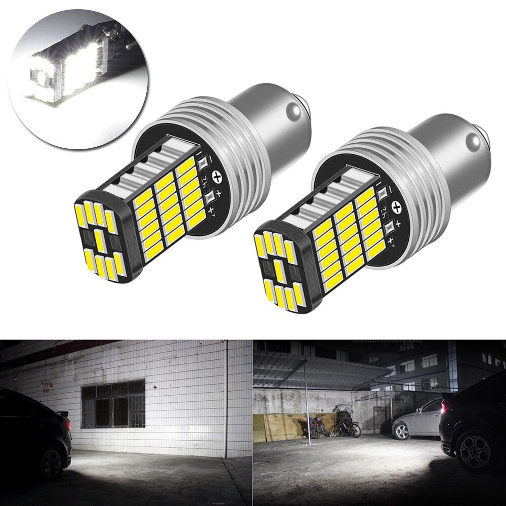 2PCS P-21W 1156 BA15S LED Bulb Car Turn Signal Reverse Brake Light White 12V DC v