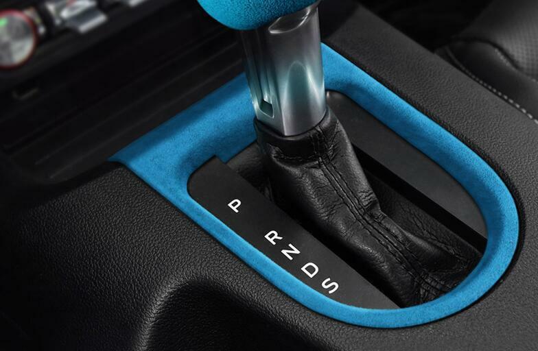 for Ford for Mustang 2015-2022 Blue Suede Middle Console Gear Shift Frame Trim 1PCS