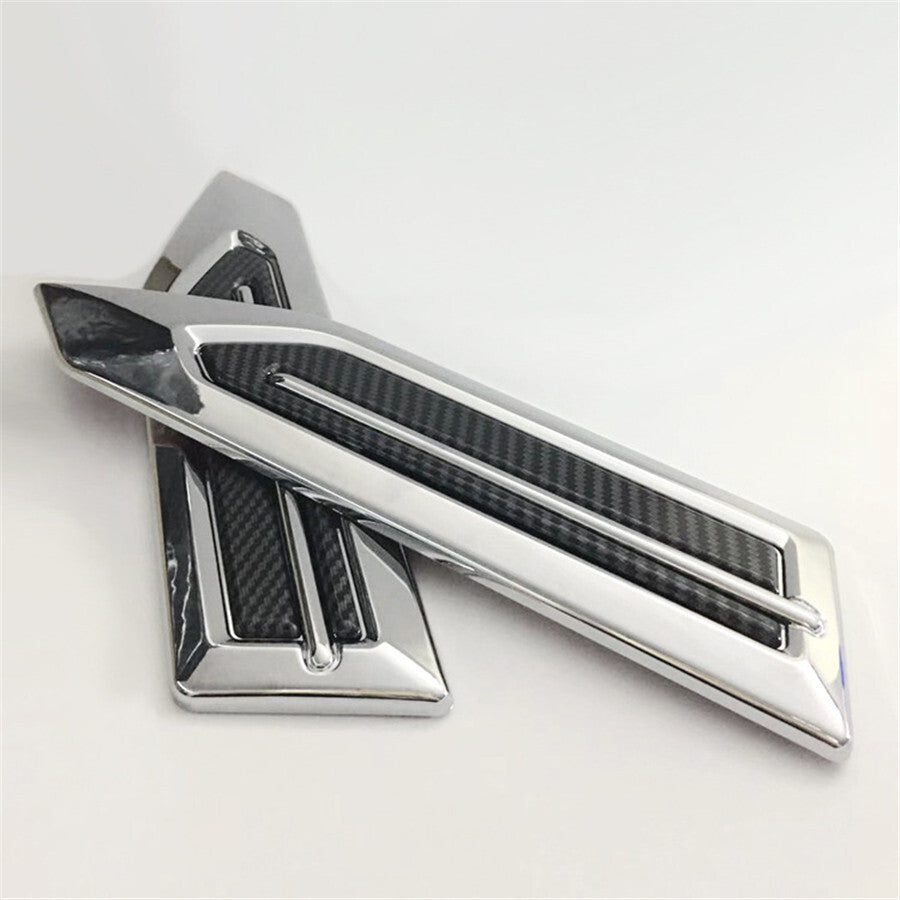 Chrome Car SUV Air Flow Fender Side Vent Decoration Sticker Accessories 2Pcs