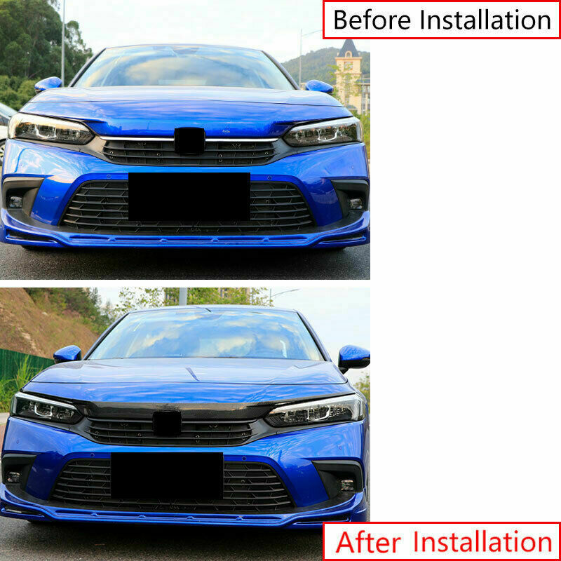 3X for Honda for Civic 11th 2022 2023 ABS Carbon Front Grille Grill Strip Cover Trim