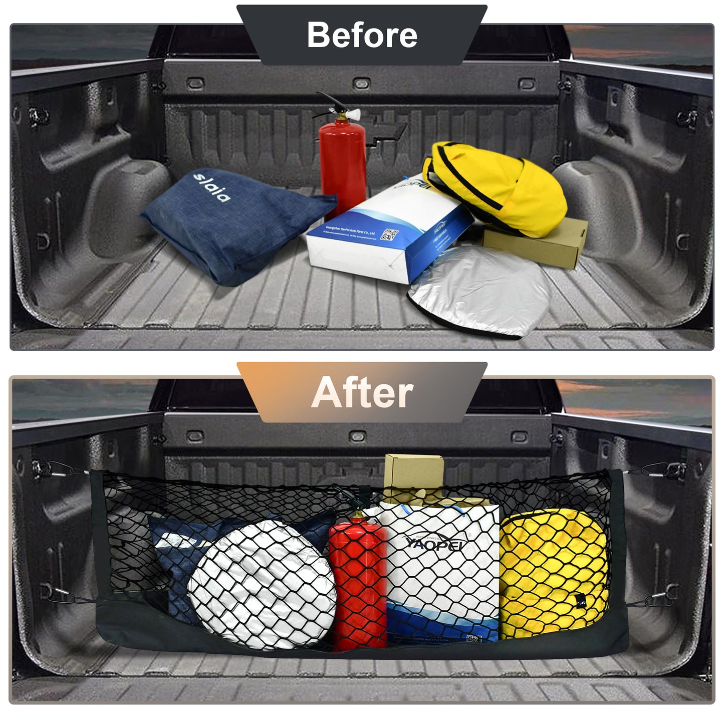 Envelope Vertical Style For 2005-24 for Toyota Tacoma Trunk Bed Cargo Net Organizer Q