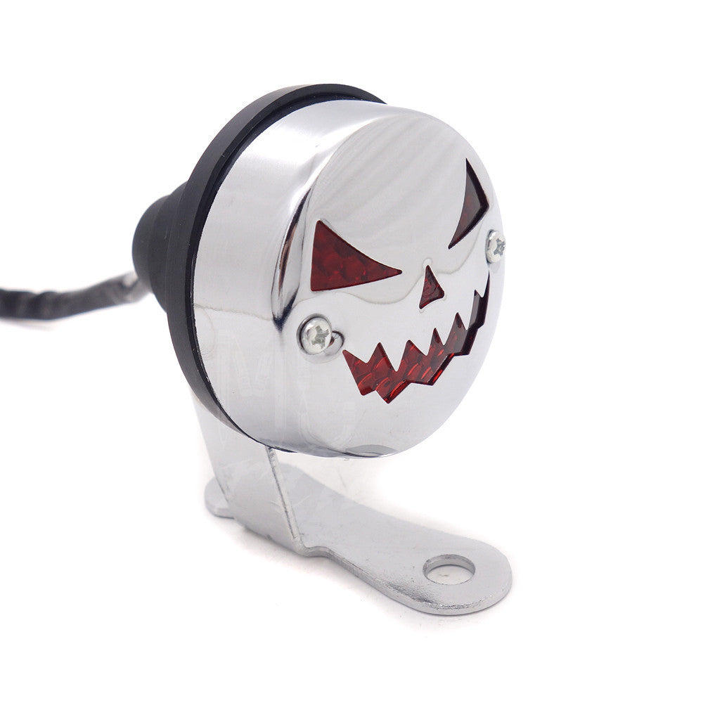 Chrome LED Vintage Pumpkin Tail Brake Rear Light For Cafe Bobber Cruiser Chopper Q