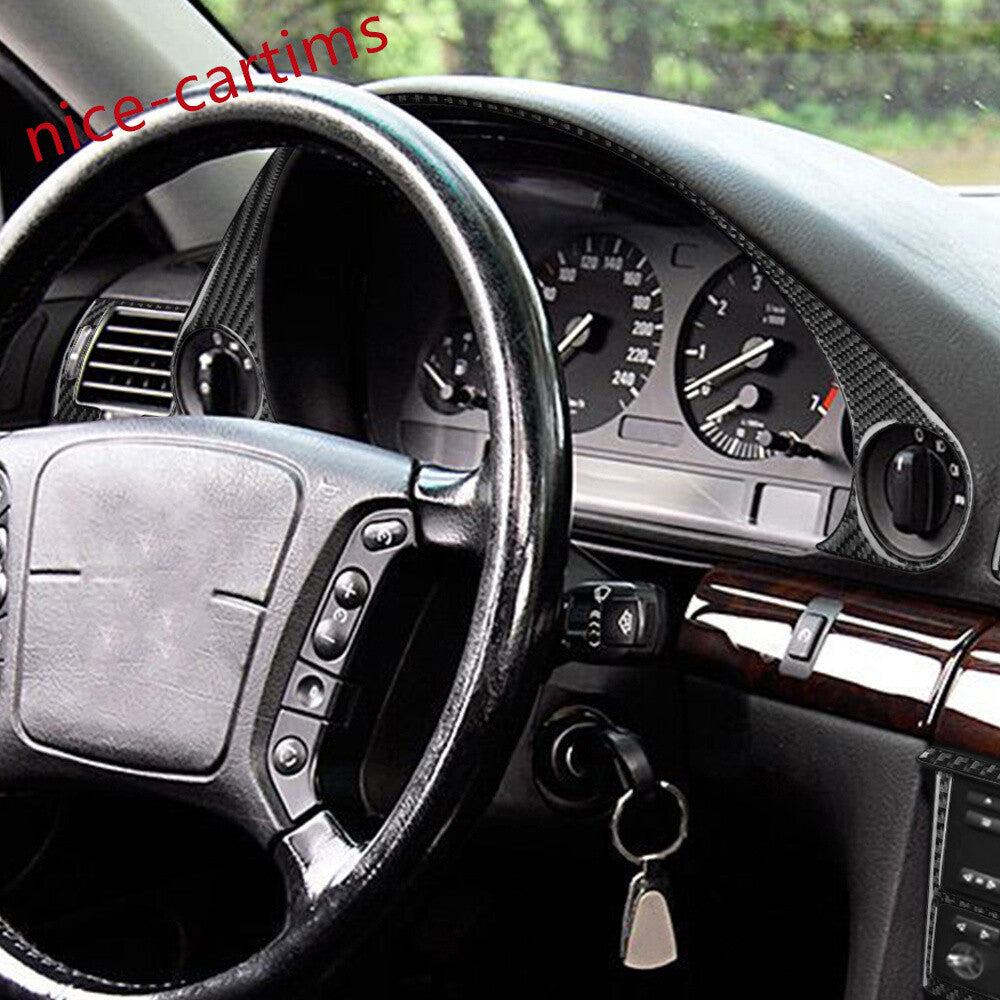 12Pcs Carbon Fiber Interior Full Set Decor Trim Kit for BMW 7 Series E38 1994-01
