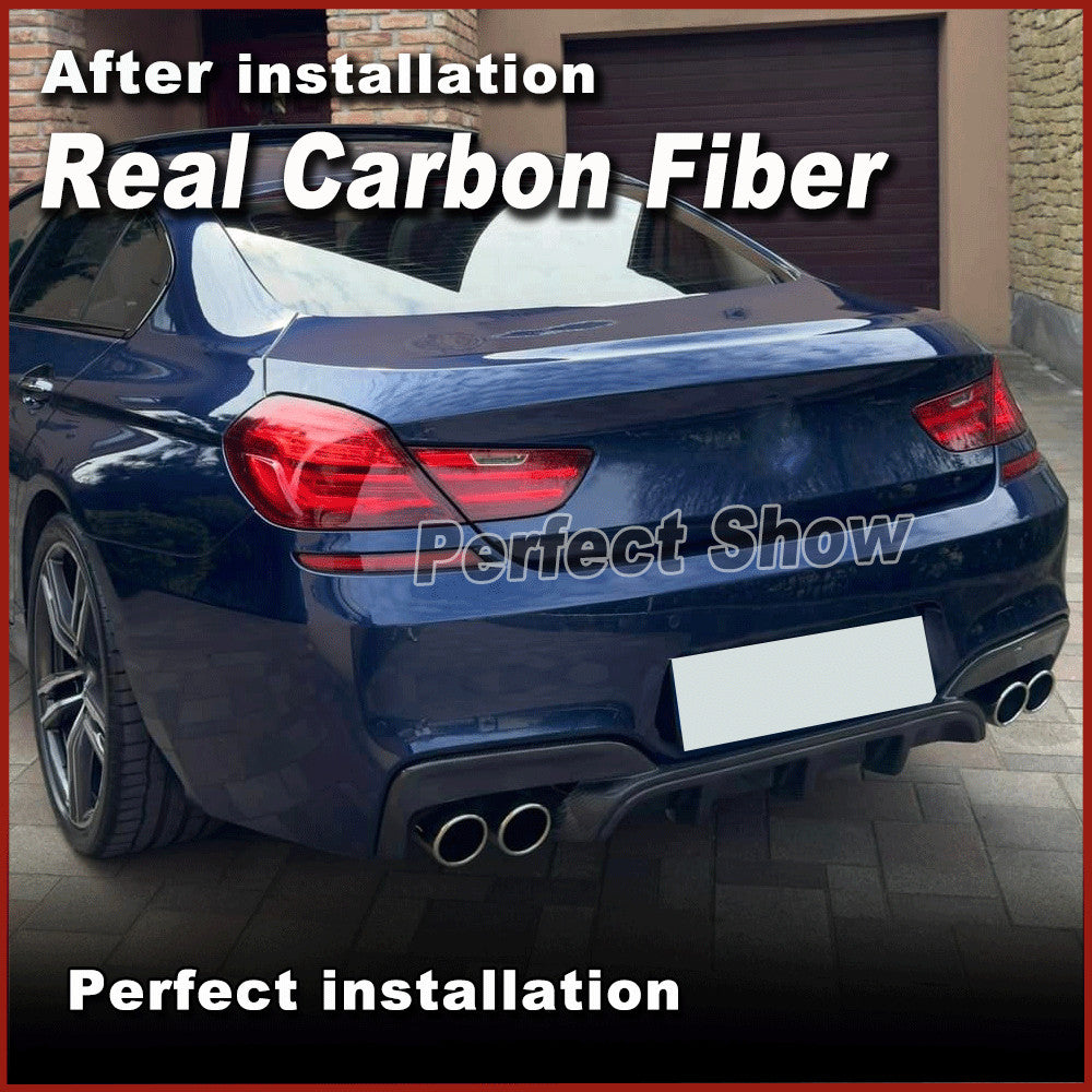 for BMW F06 F12 F13 M6 M Sport Bumper 2012-16 REAL Carbon Rear Diffuser Spoiler
