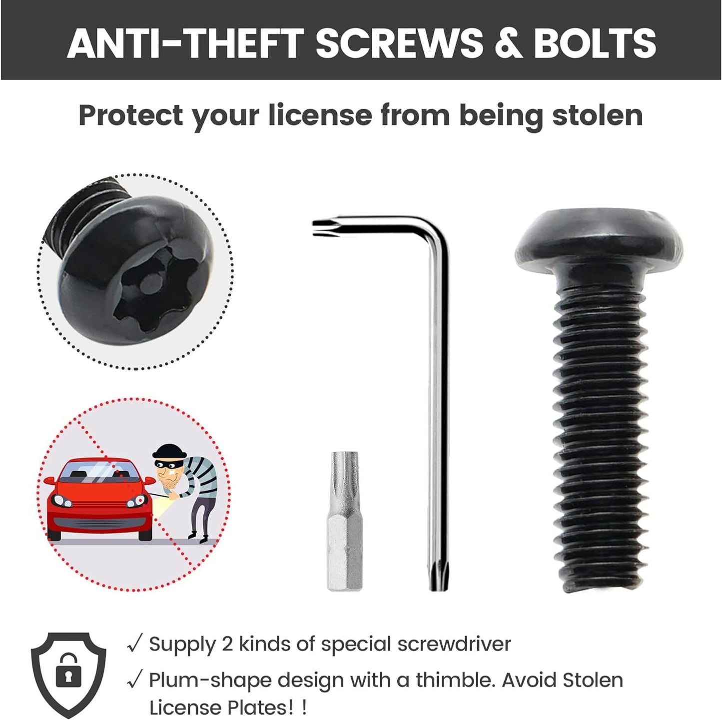 48pcs Anti Theft Stainless Steel License Plate Screws Car Security Accessories