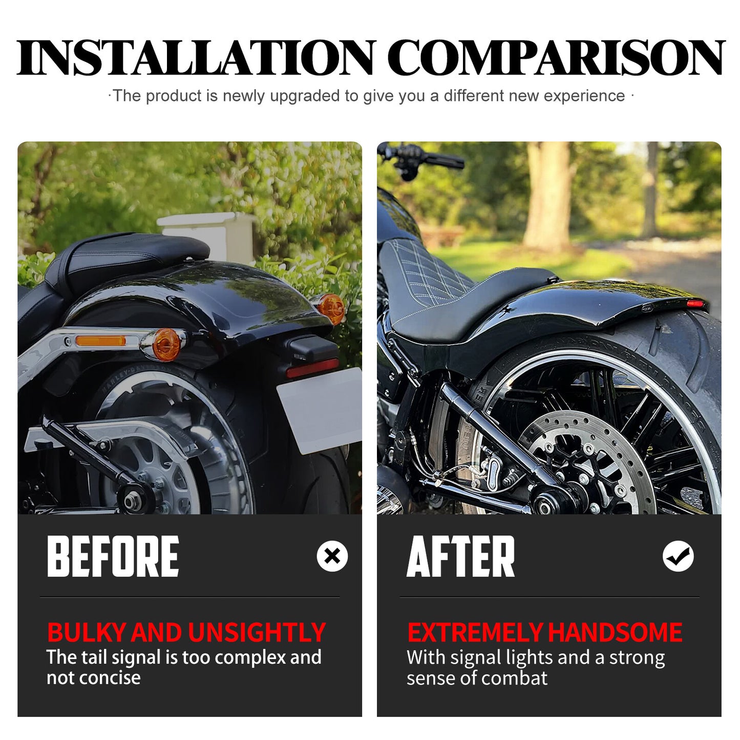 Rear Short Fender w/ Brake Turn Signal LED Light for Harley Fat Boy 2018-2023