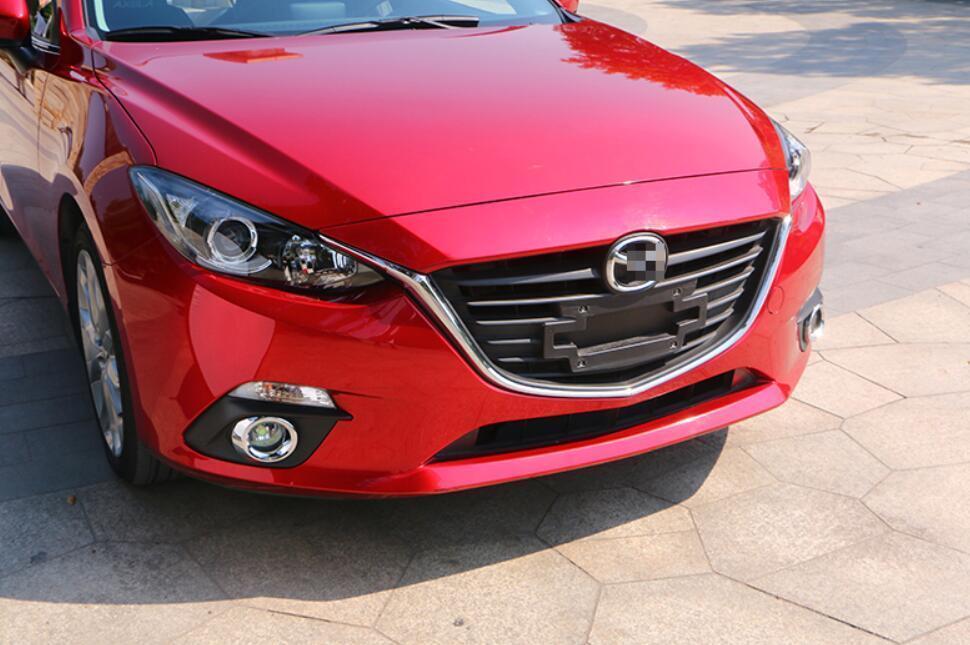 Chrome Front Fog Light Lamp Cover Trim Ring Molding for Mazda 3 2014-2016