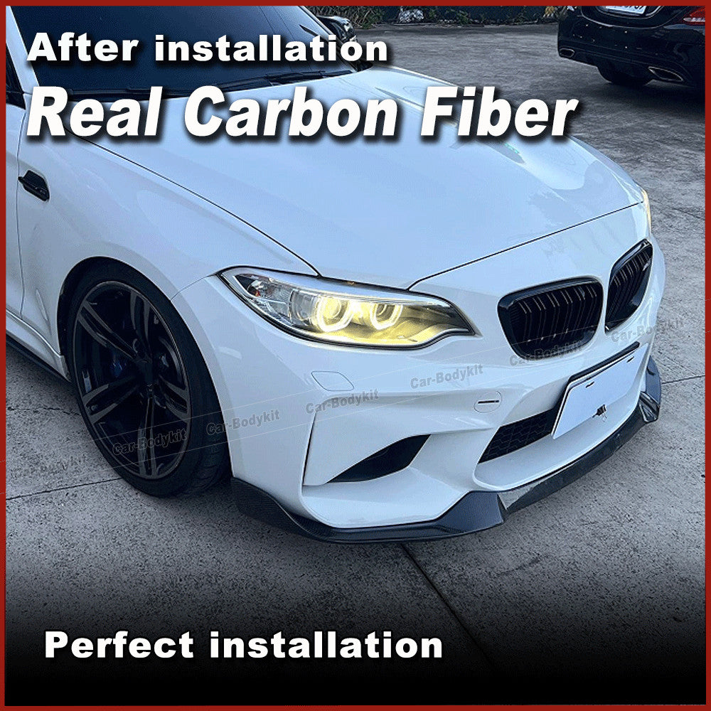 for BMW 2 Series F87 M2 Coupe 2016-20 REAL CARBON Front Bumper Lip Chin Spoiler