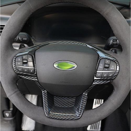 Steering Wheel Switch Button Cover Trim Carbon Fiber for Ford Explorer 2020-2024