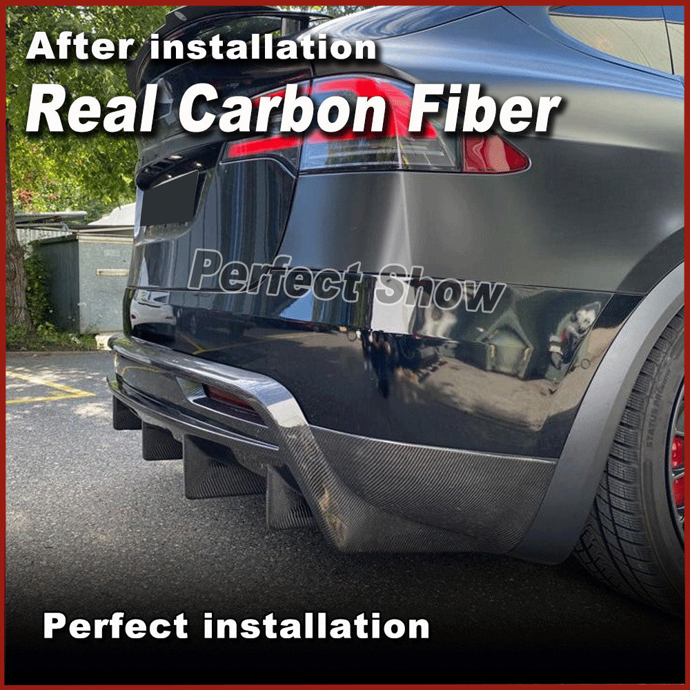 Fit for Tesla Model X Sport 5YJX 2016-2021 REAL Carbon Rear Bumper Diffuser Lip