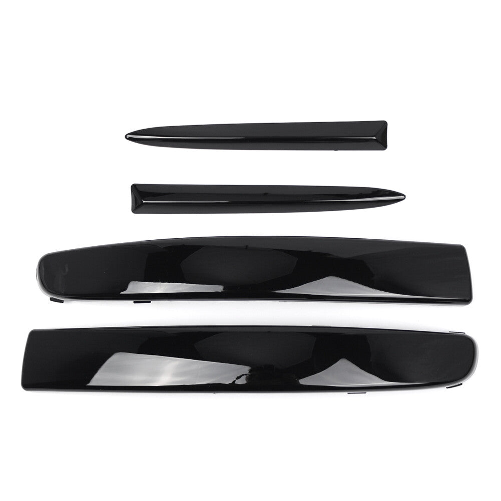 Front Bumper Upper Lower Grille Moulding Trim Gloss Black for Fiat 500 2007-2015